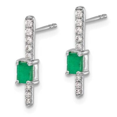 14k White Gold Diamond and Emerald Fancy \Ear\Rings - Image 4