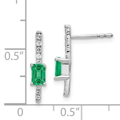 14k White Gold Diamond and Emerald Fancy \Ear\Rings - Image 3