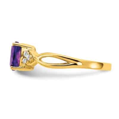 14k Checkerboard Amethyst and Diamond Ring - Image 4