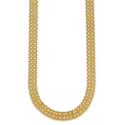 14K Brushed and Polished Basket Weave Pattern 17in Necklace - Image 5