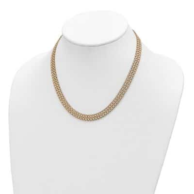 14K Brushed and Polished Basket Weave Pattern 17in Necklace - Image 4