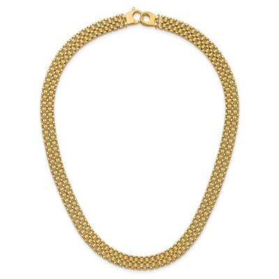 14K Brushed and Polished Basket Weave Pattern 17in Necklace - Image 3