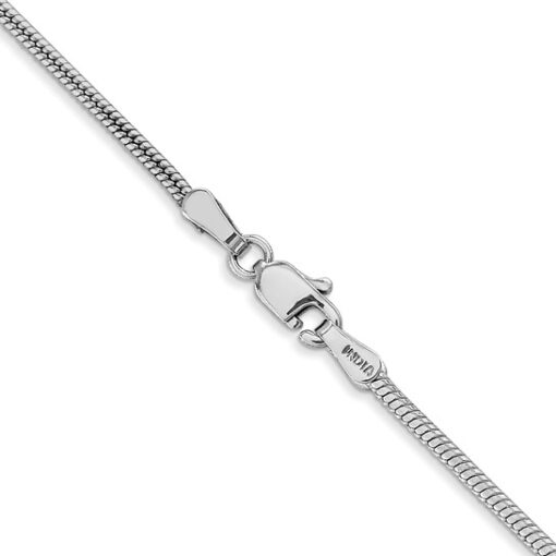 14K White Gold 16 inch 1.6mm Round Snake Lobster Clasp Chain - Image 3