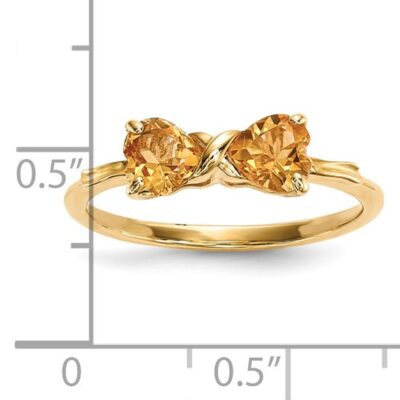 14k Gold Polished Citrine Bow Ring - Image 4
